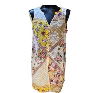 Fig & Flower Women’s Sheer  Sleeveless Flowing Floral Tunic SzSm